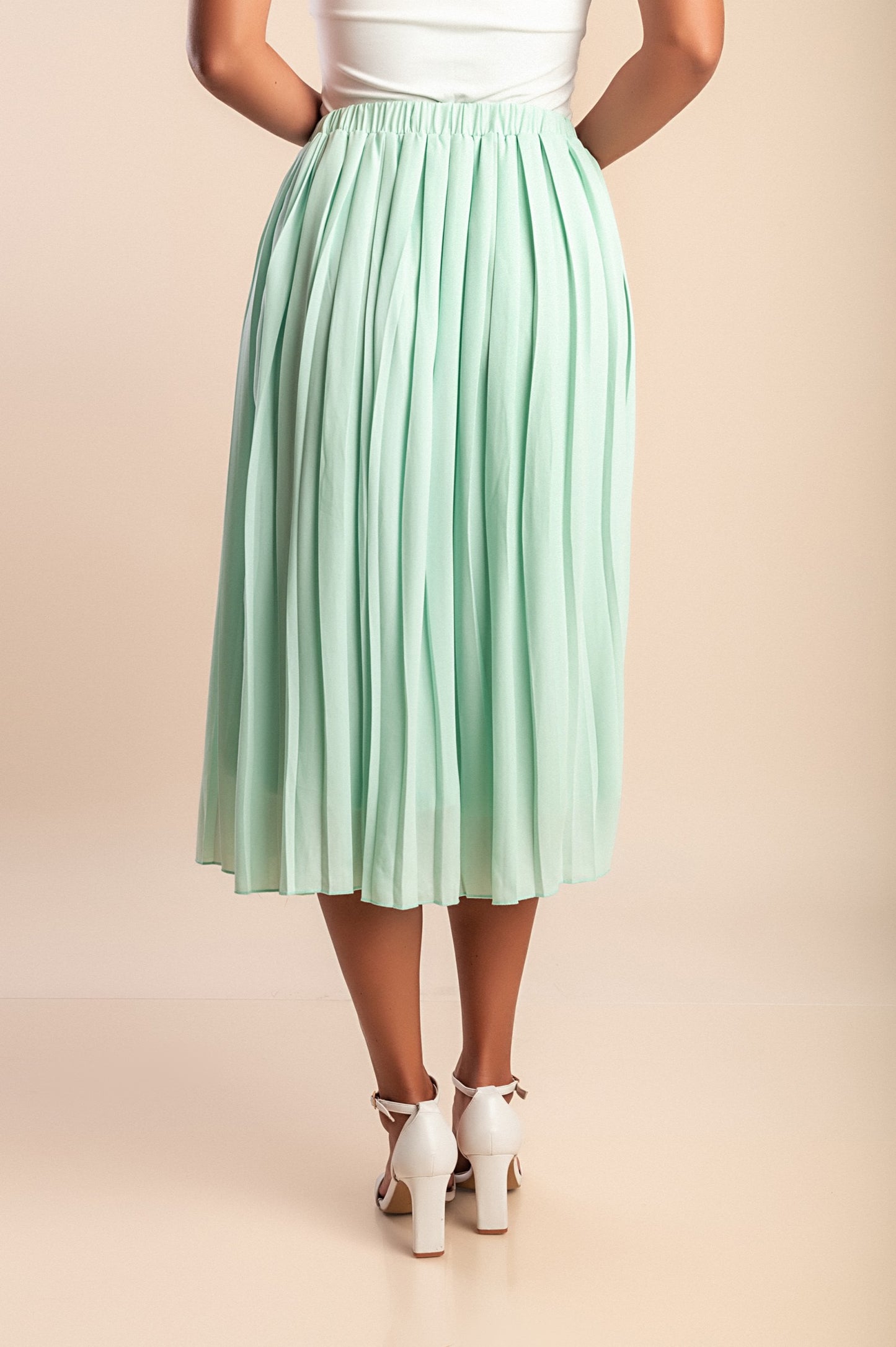 Gonna plissettata taglie forti, menta