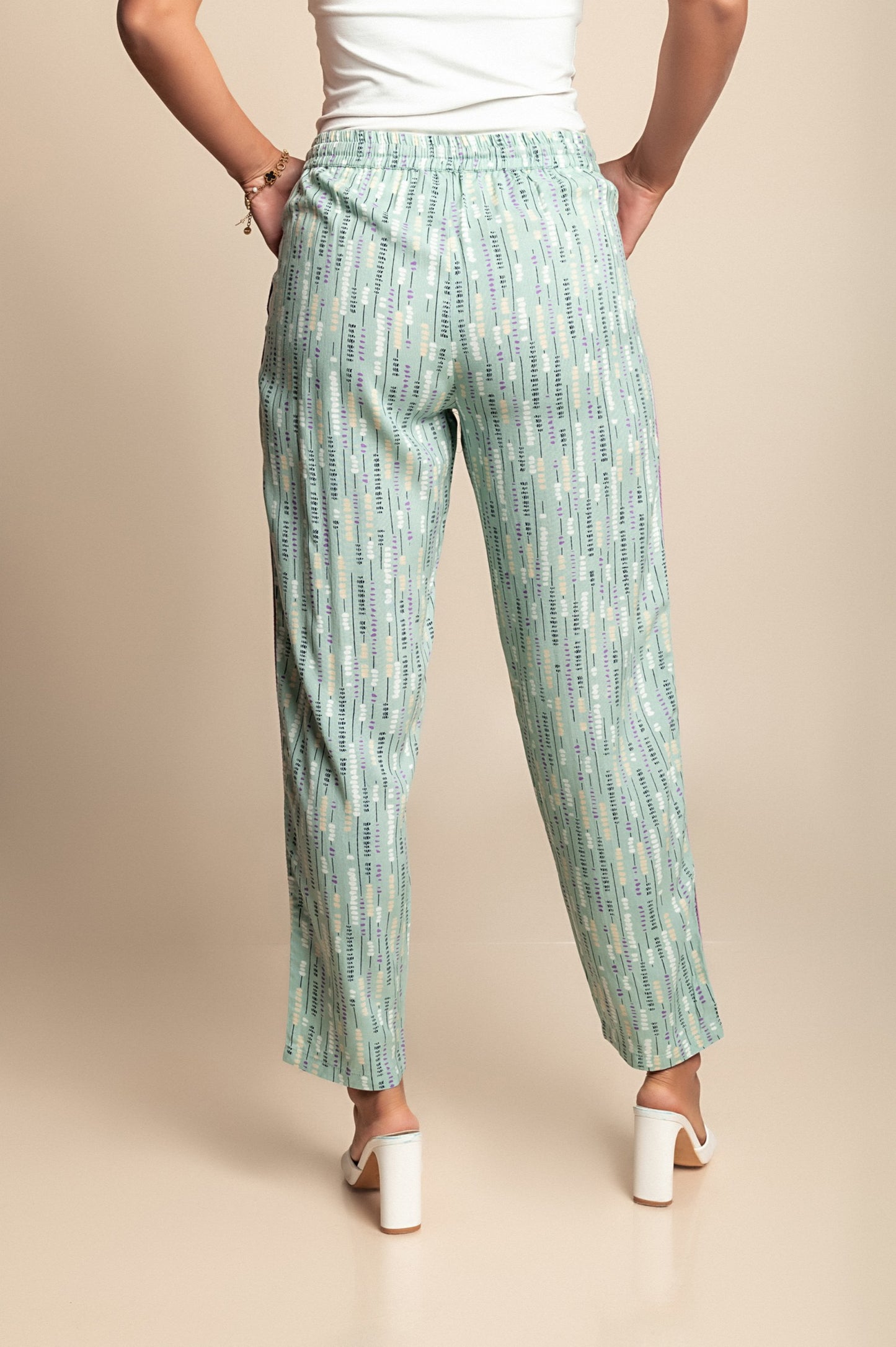 Pantaloni stampati taglie forti, menta