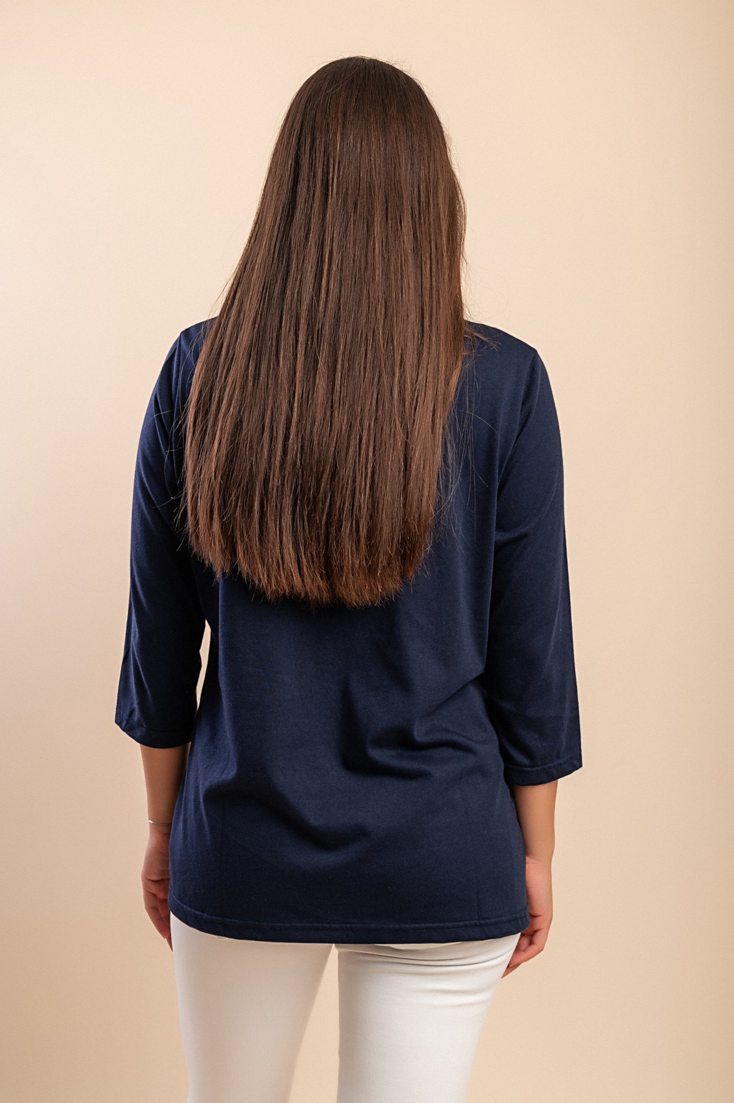 Top con maniche a 3/4, blu scuro