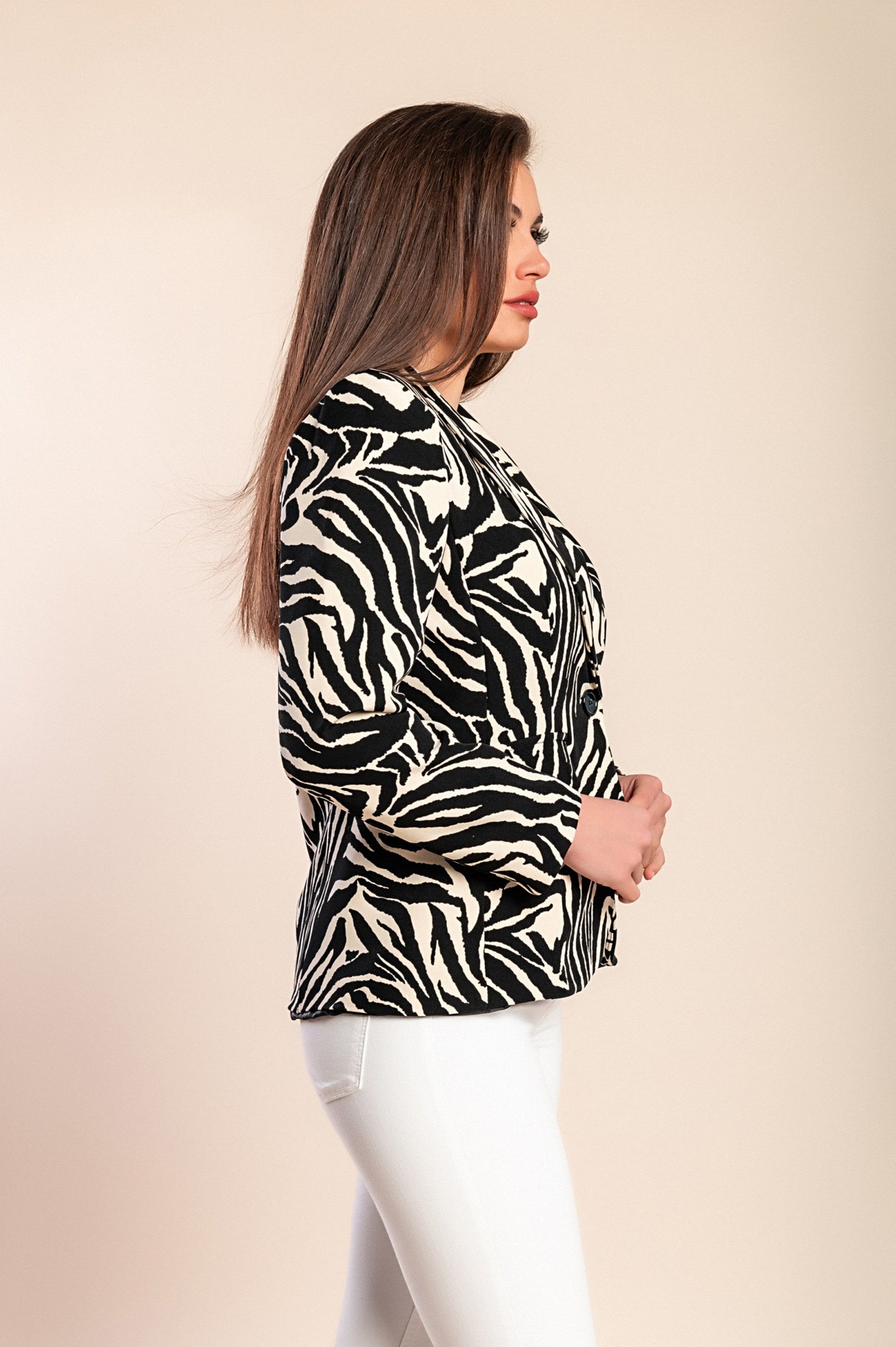 Blazer con colletto classico, nero/beige