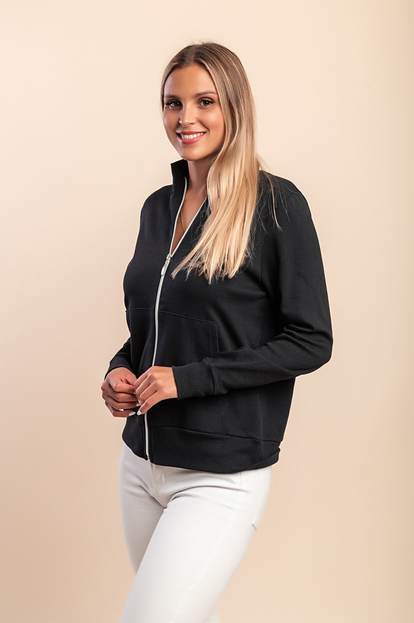 Giacca con zip in cotone, verde