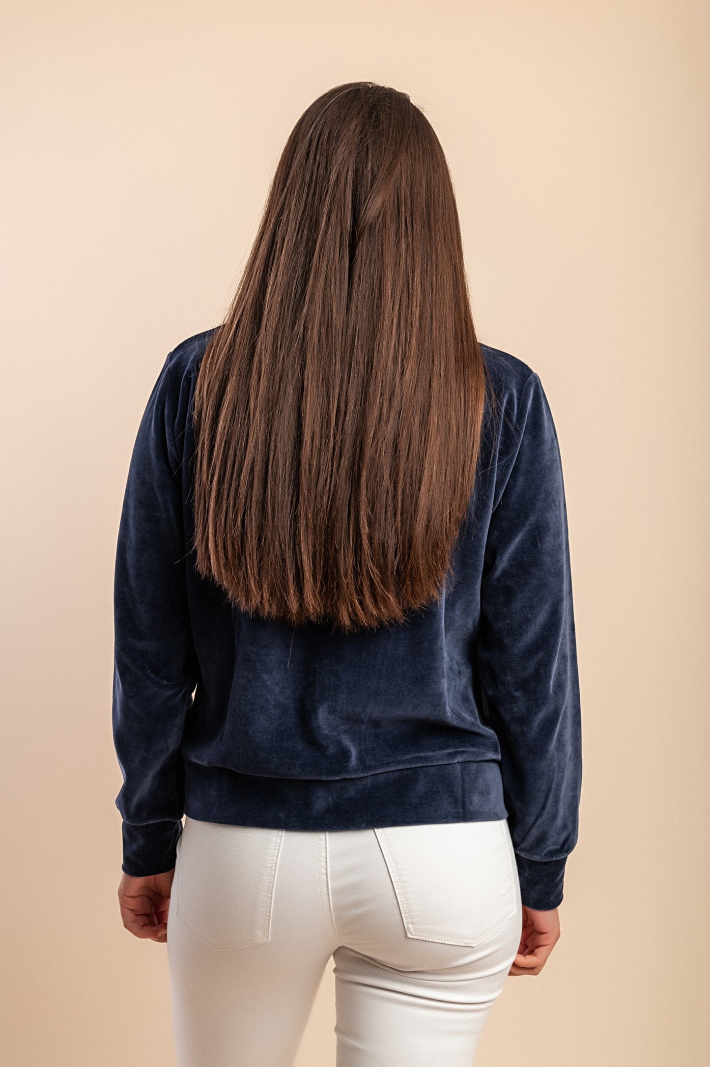 Felpa con zip in cotone e velluto sintetico, blu