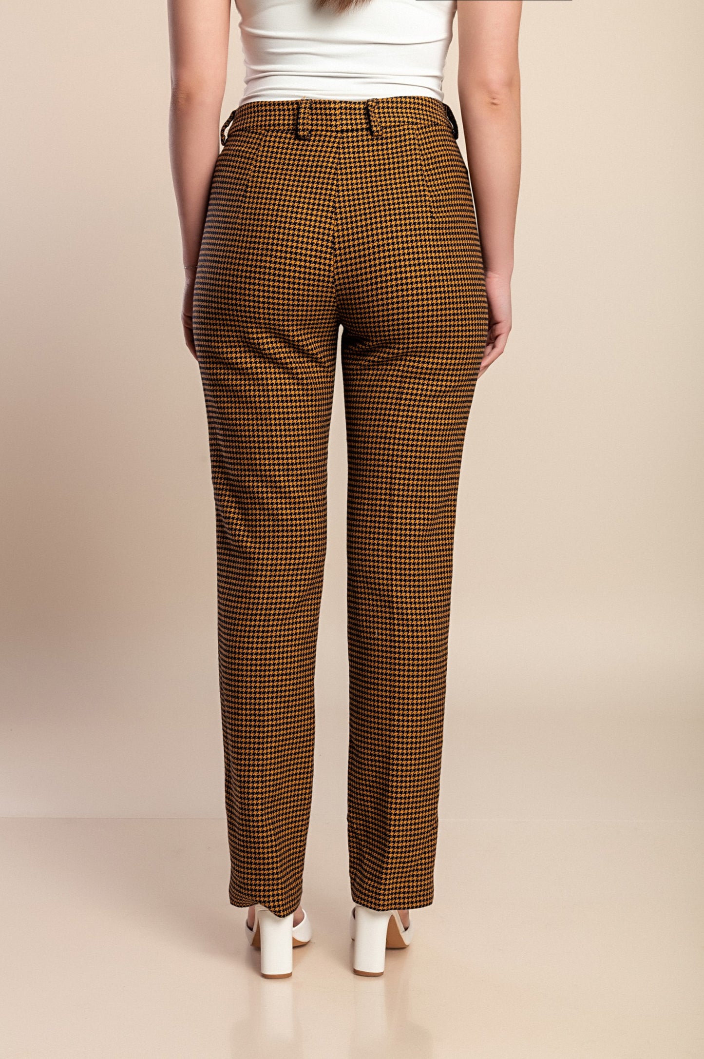 Pantaloni a quadri taglie forti, gialli