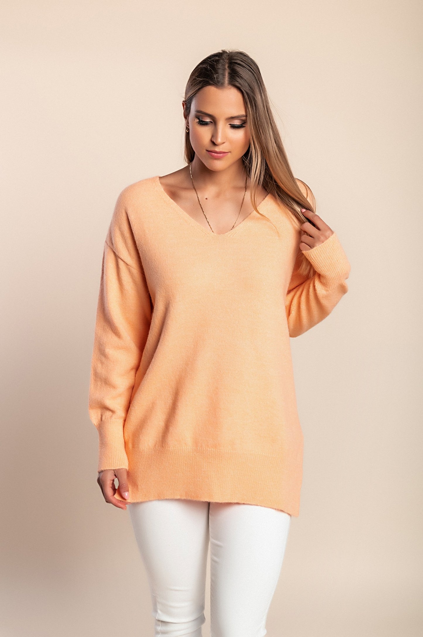Maglione oversize, albicocca