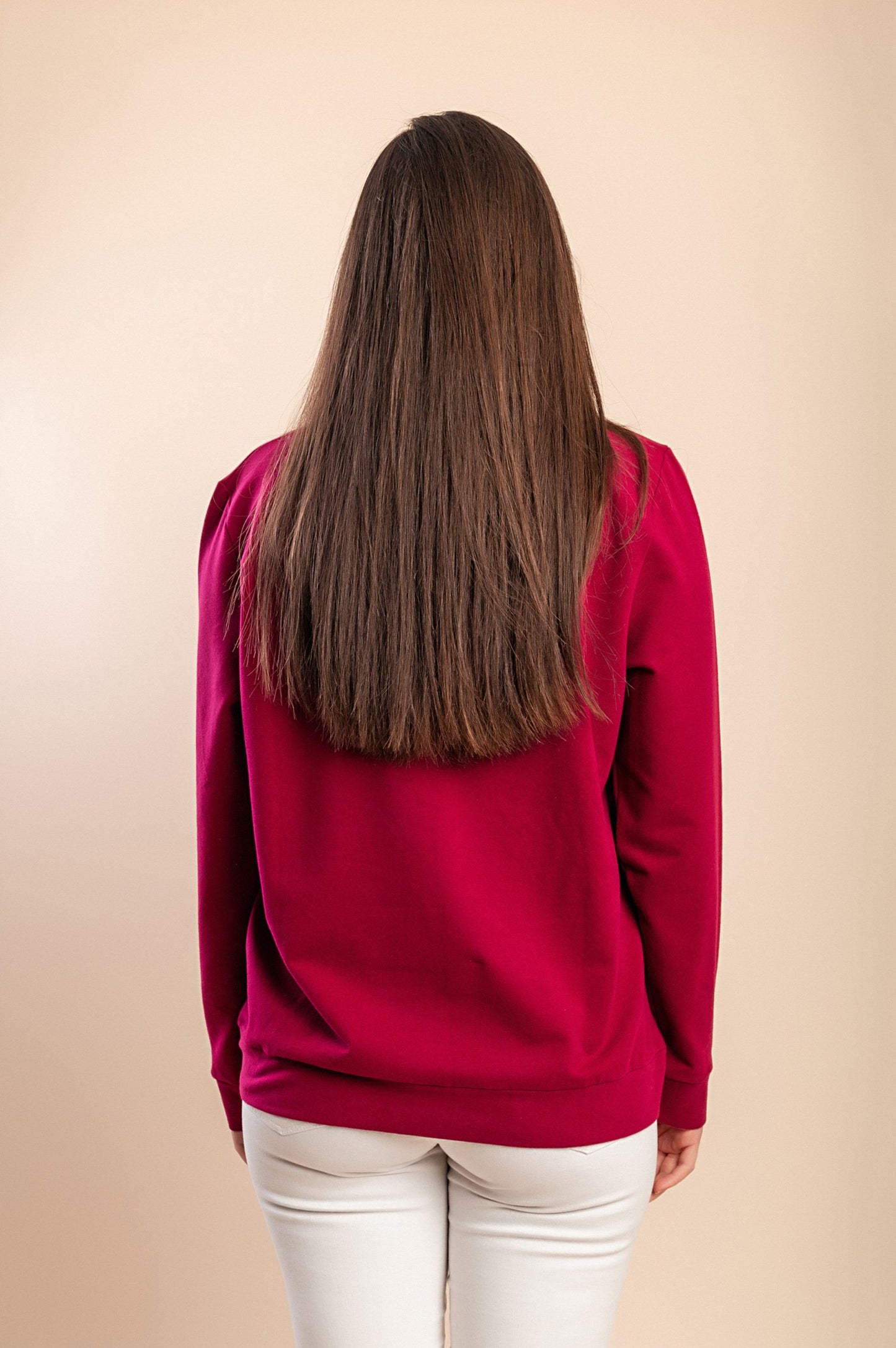 T-shirt a maniche lunghe con stampa, fucsia