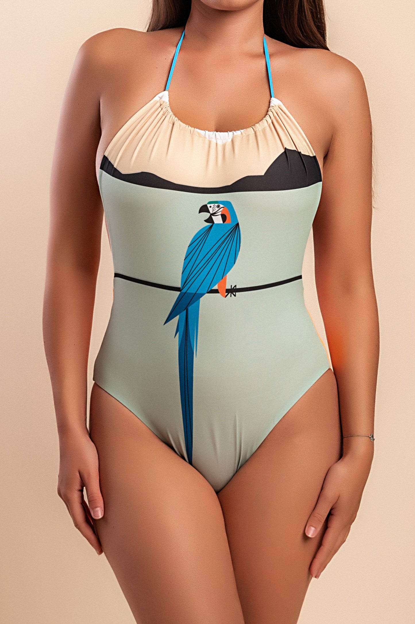 Costume intero con stampa, verde