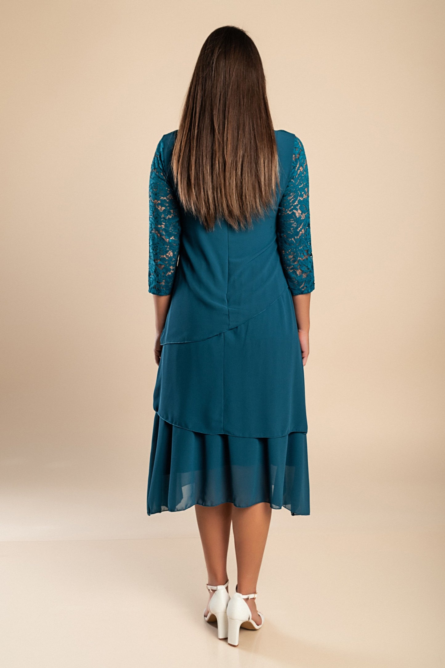 Abito elegante con pizzo, blu scuro