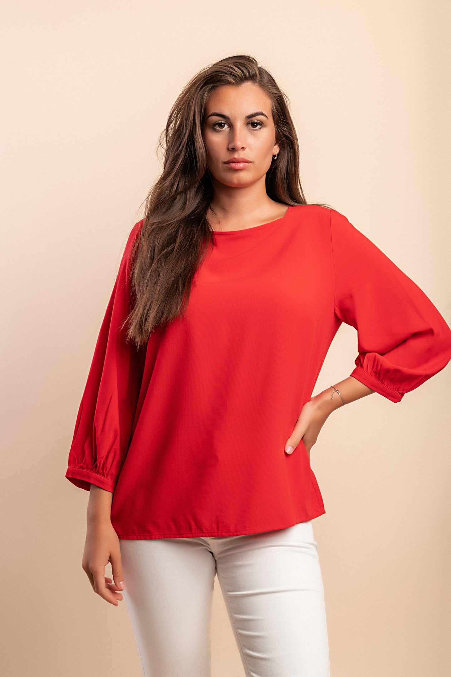 Blusa Girocollo, Rossa