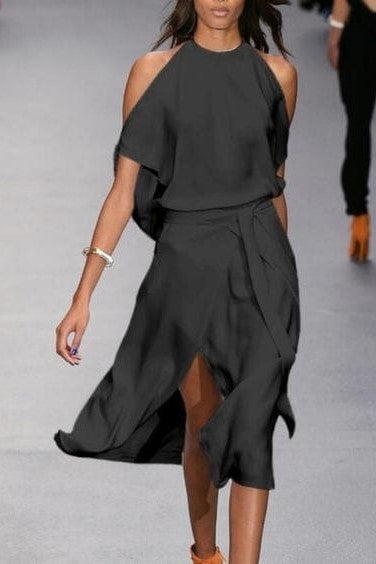 Elegante abito midi con cut-out Thiena, fucsia