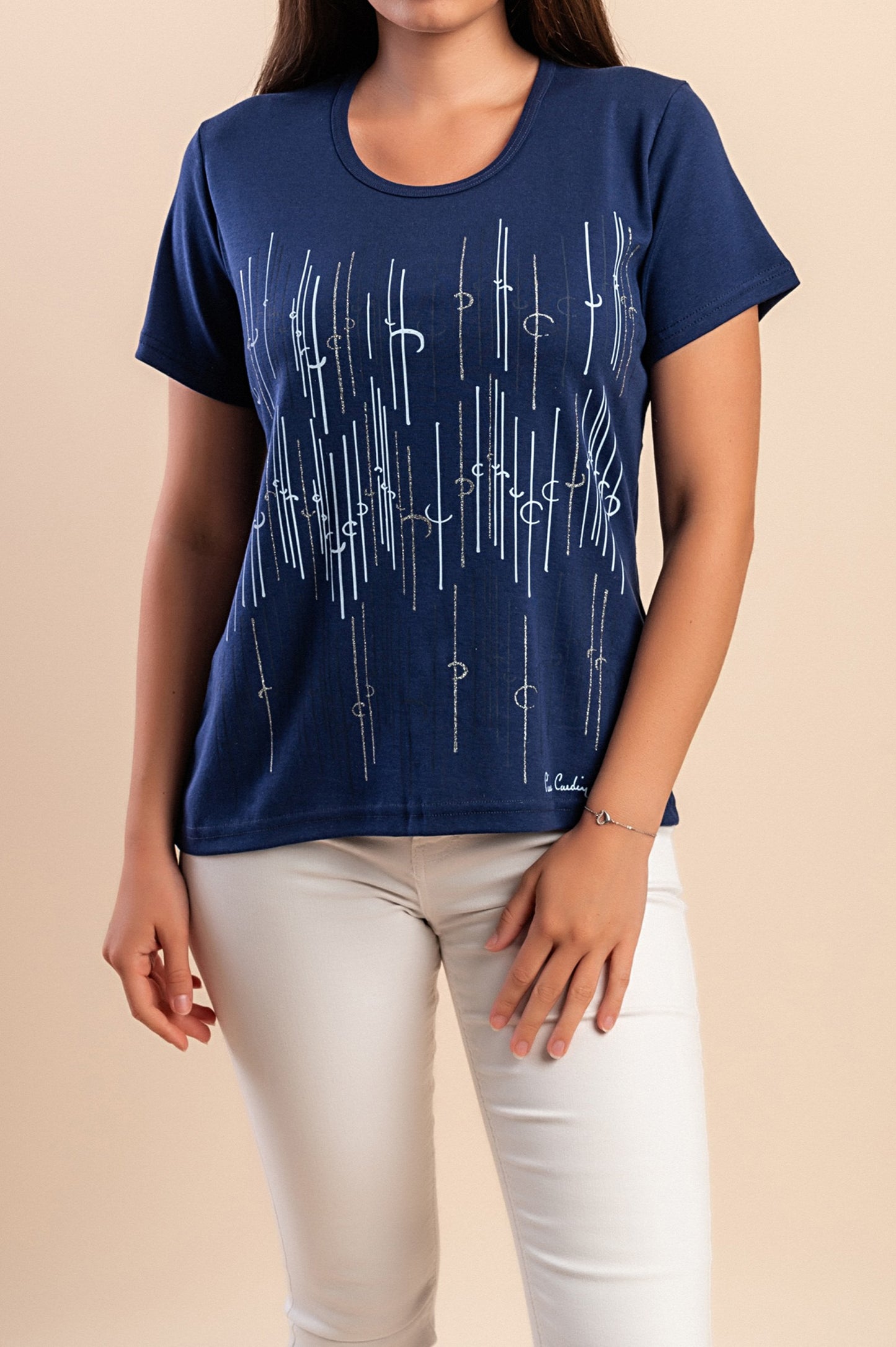 T-shirt in cotone con stampa, blu scuro