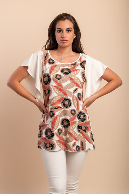 T-shirt stampata, beige