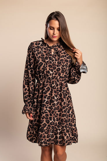 Mini abito con stampa leopardata, leopardo