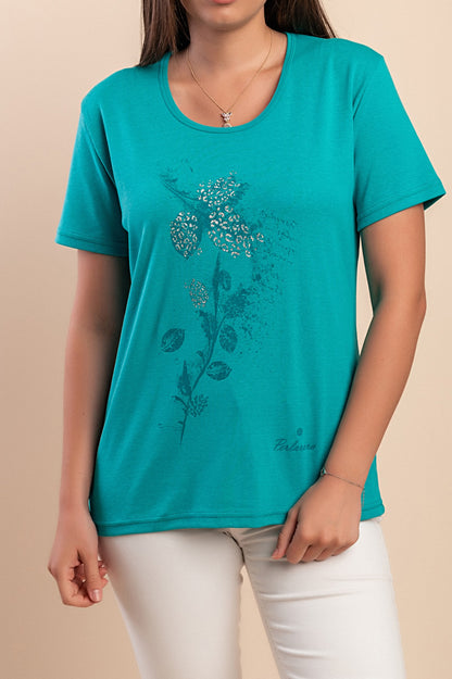 T-shirt in cotone con stampa, rosa chiaro