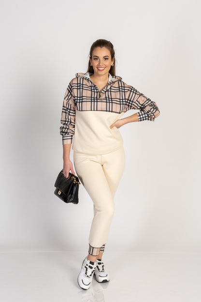 Completo tuta in cotone con stampa Ferisa, beige