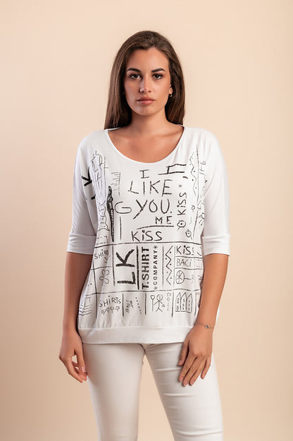 Maglietta con stampa, bianca