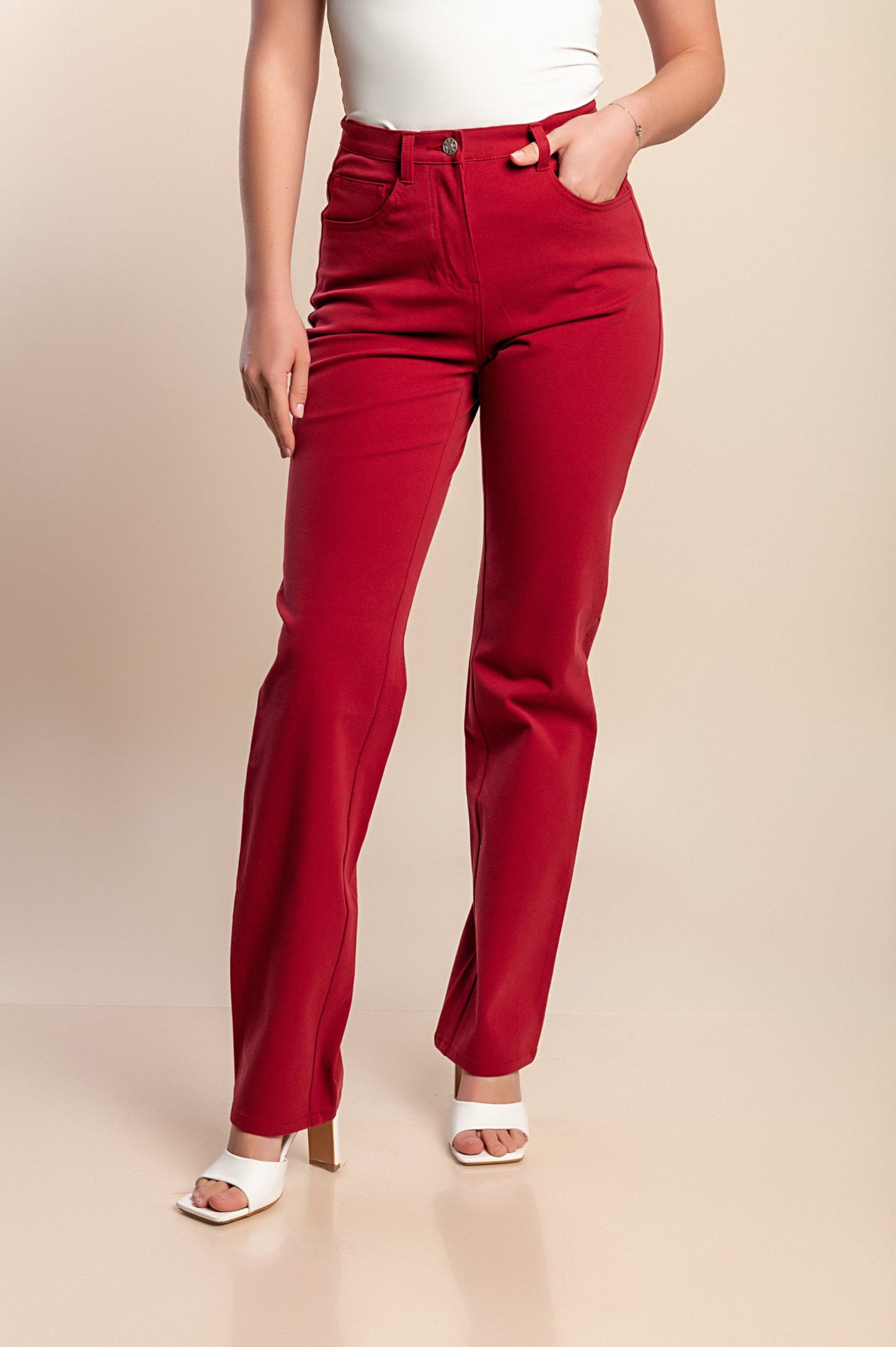 Pantaloni lunghi in cotone, bordeaux