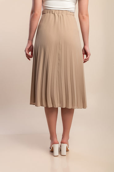 Gonna midi plissettata taglie forti, beige
