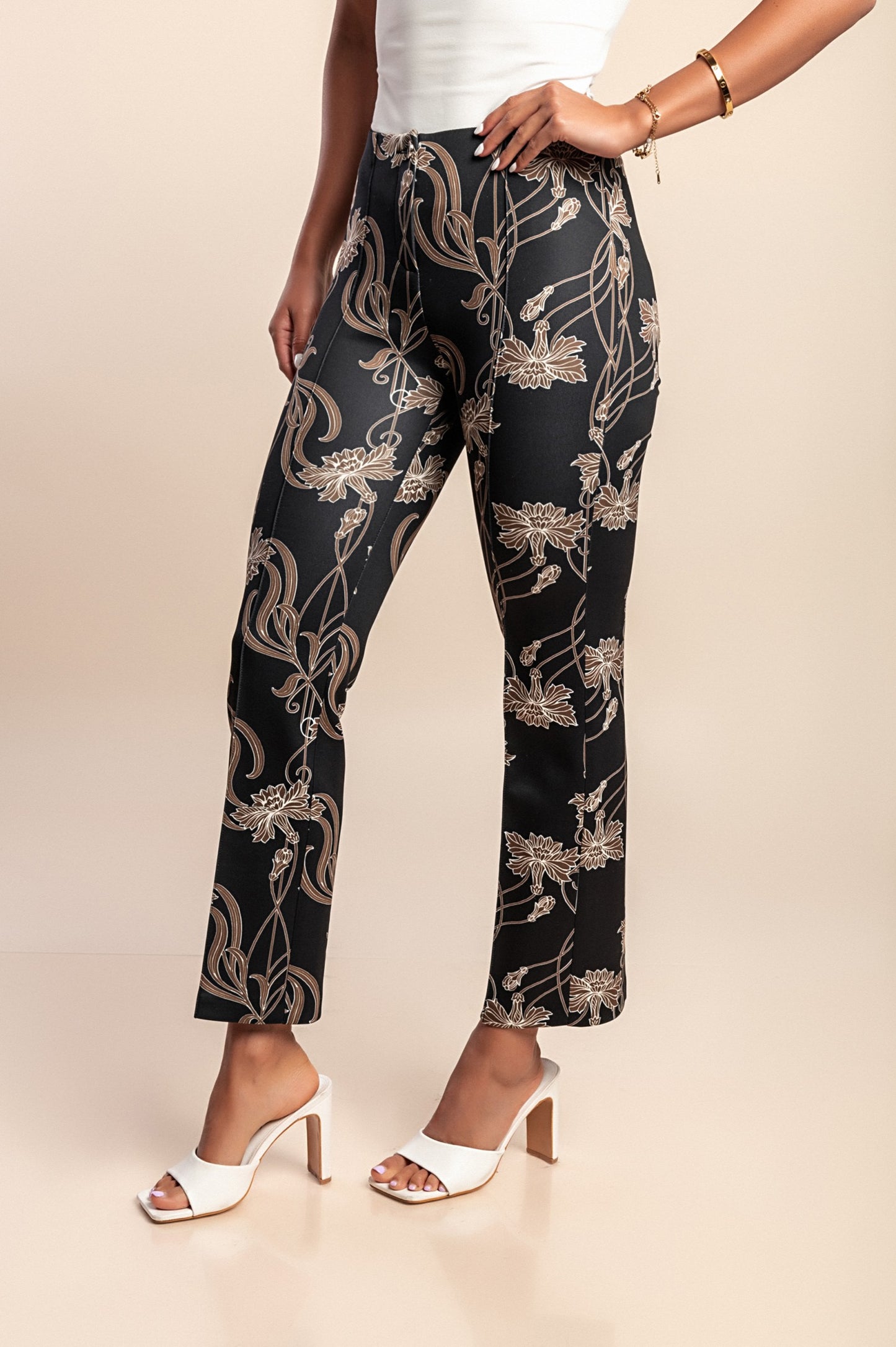 Pantaloni stampati, neri