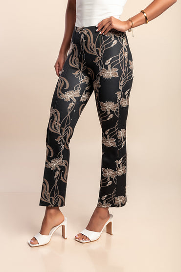 Pantaloni stampati, neri