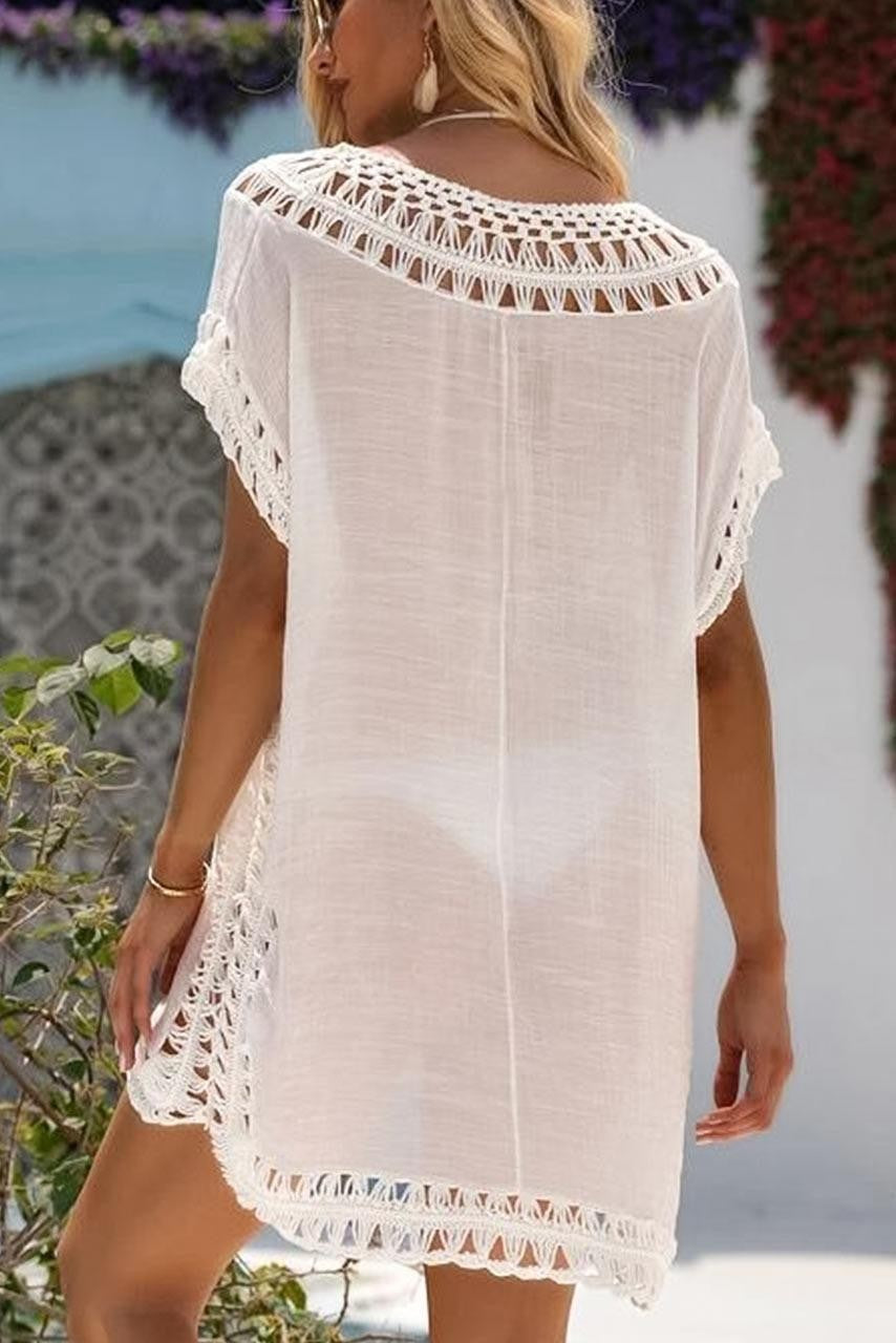 Abito da spiaggia in viscosa, bianco