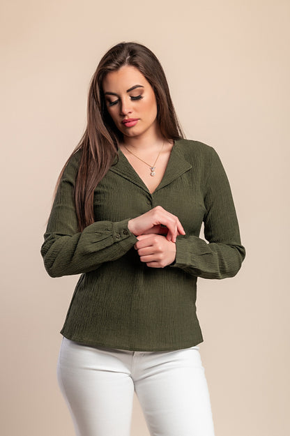 Camicetta con scollo a "V", verde