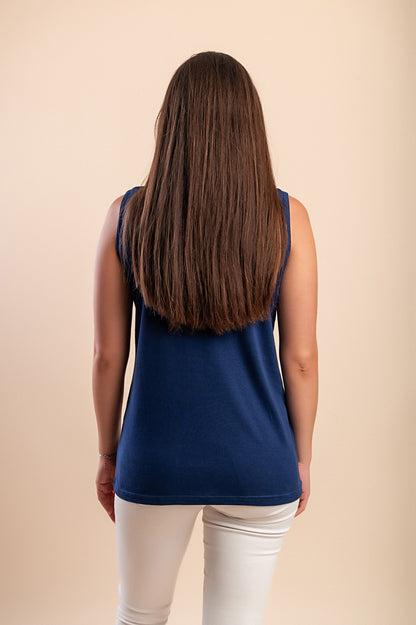 Top senza maniche in cotone, beige