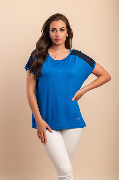T-shirt girocollo, blu reale