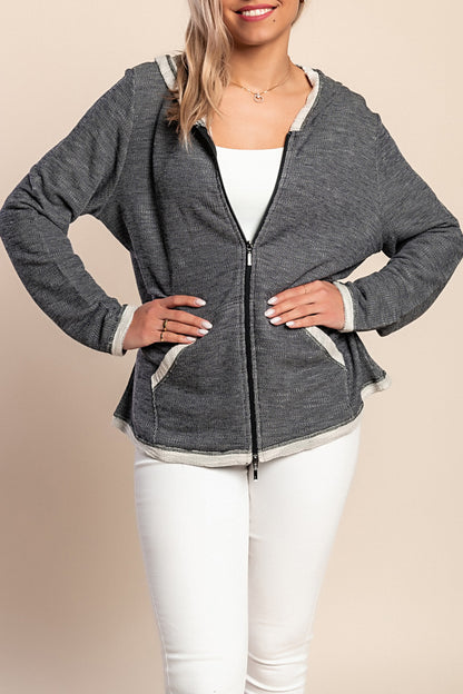 Top con cerniera, nero