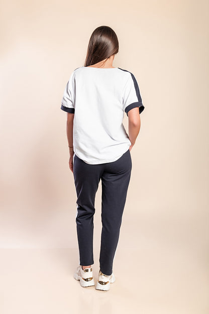 Completo sportivo, bianco e blu