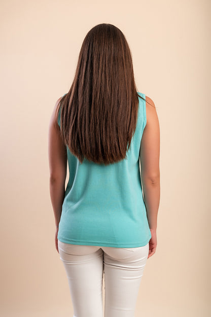 Top senza maniche in cotone, beige