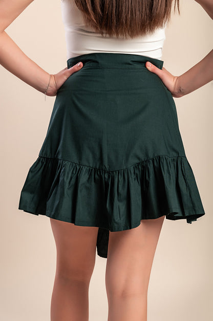Minigonna in cotone, verde