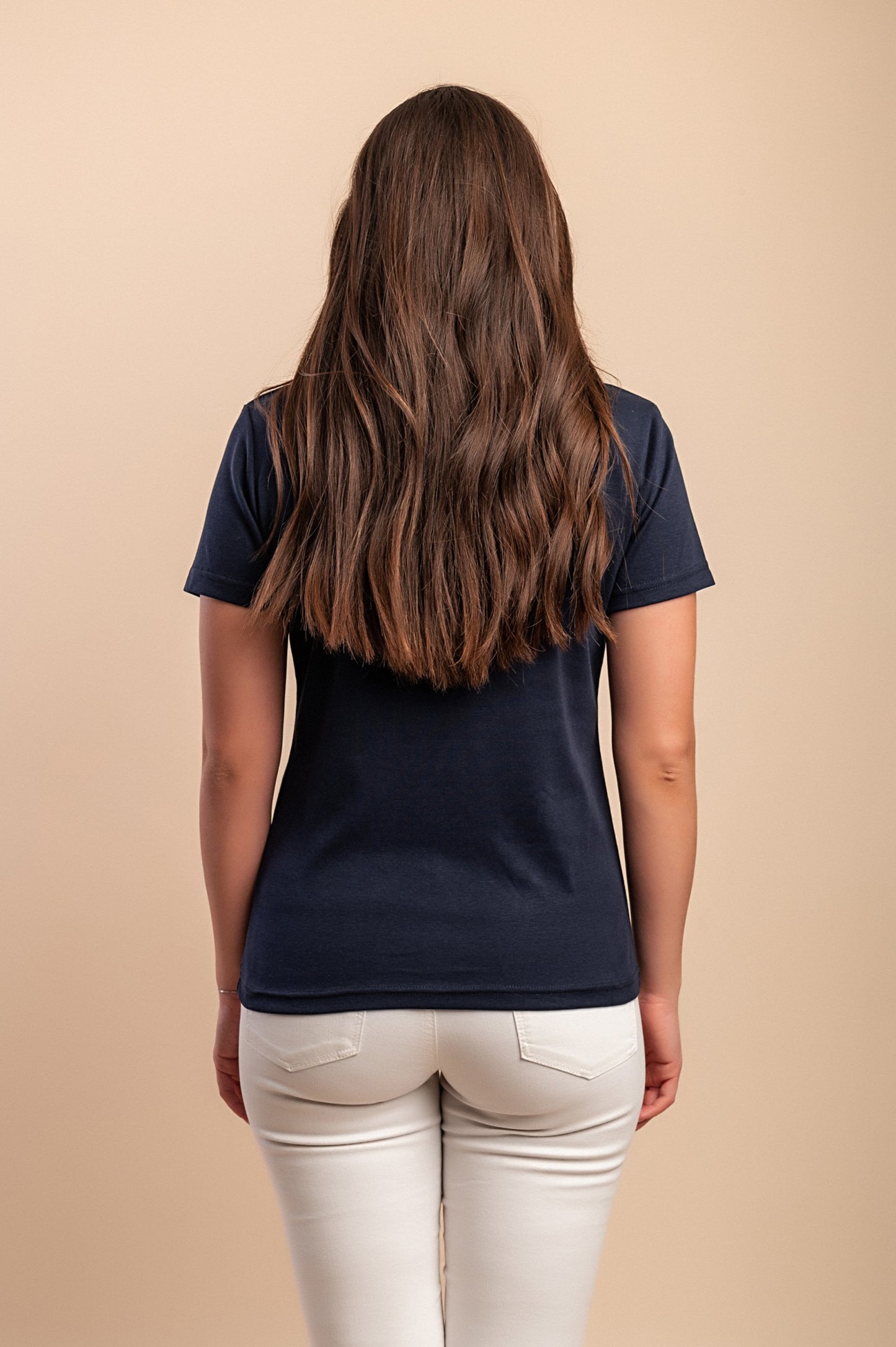 T-shirt in cotone con colletto, viola