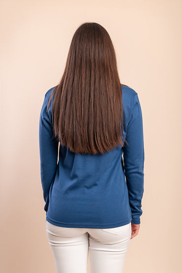 Maglia in cotone a maniche lunghe, blu scuro