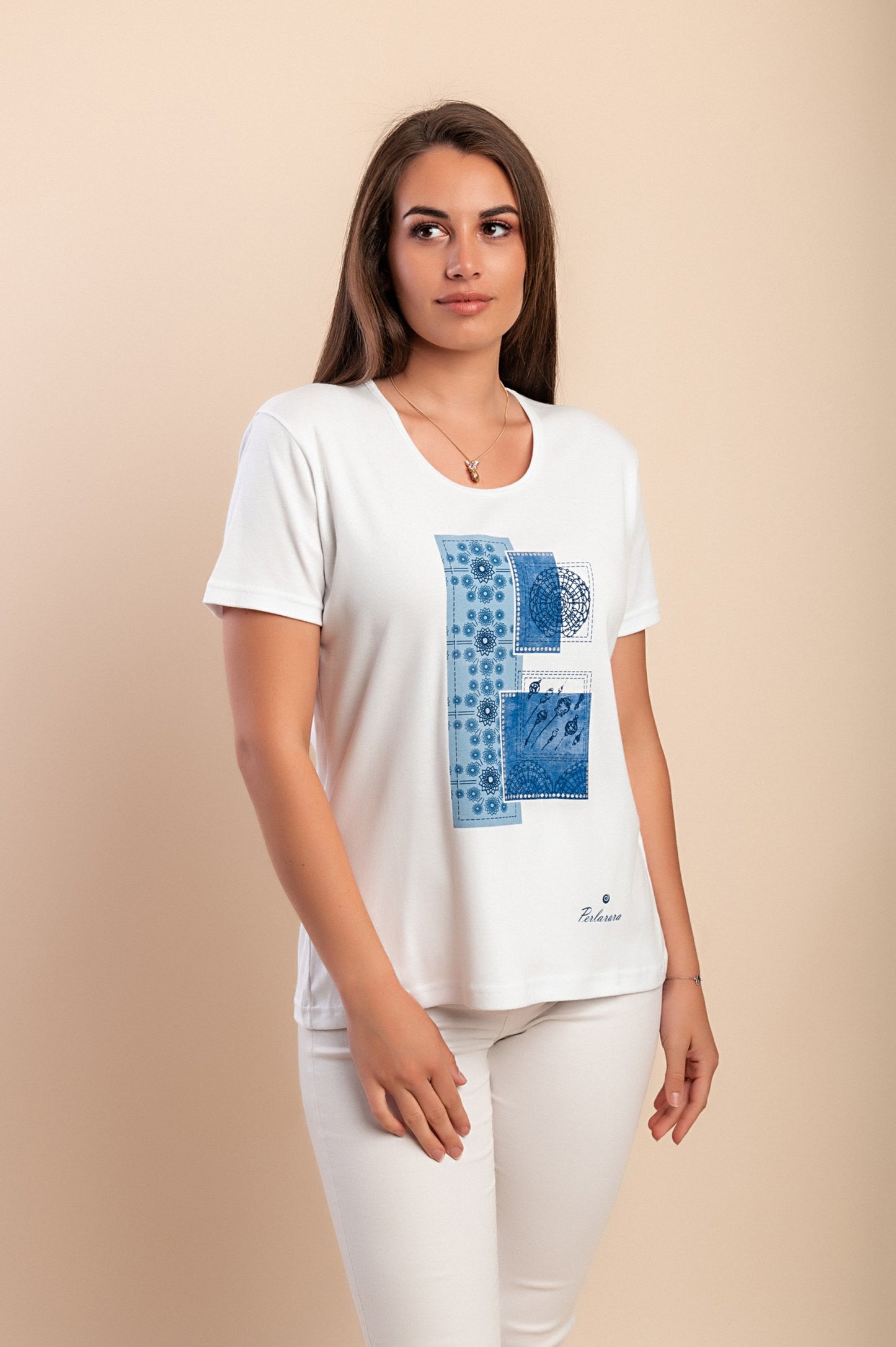 T-shirt in cotone con stampa, rosa