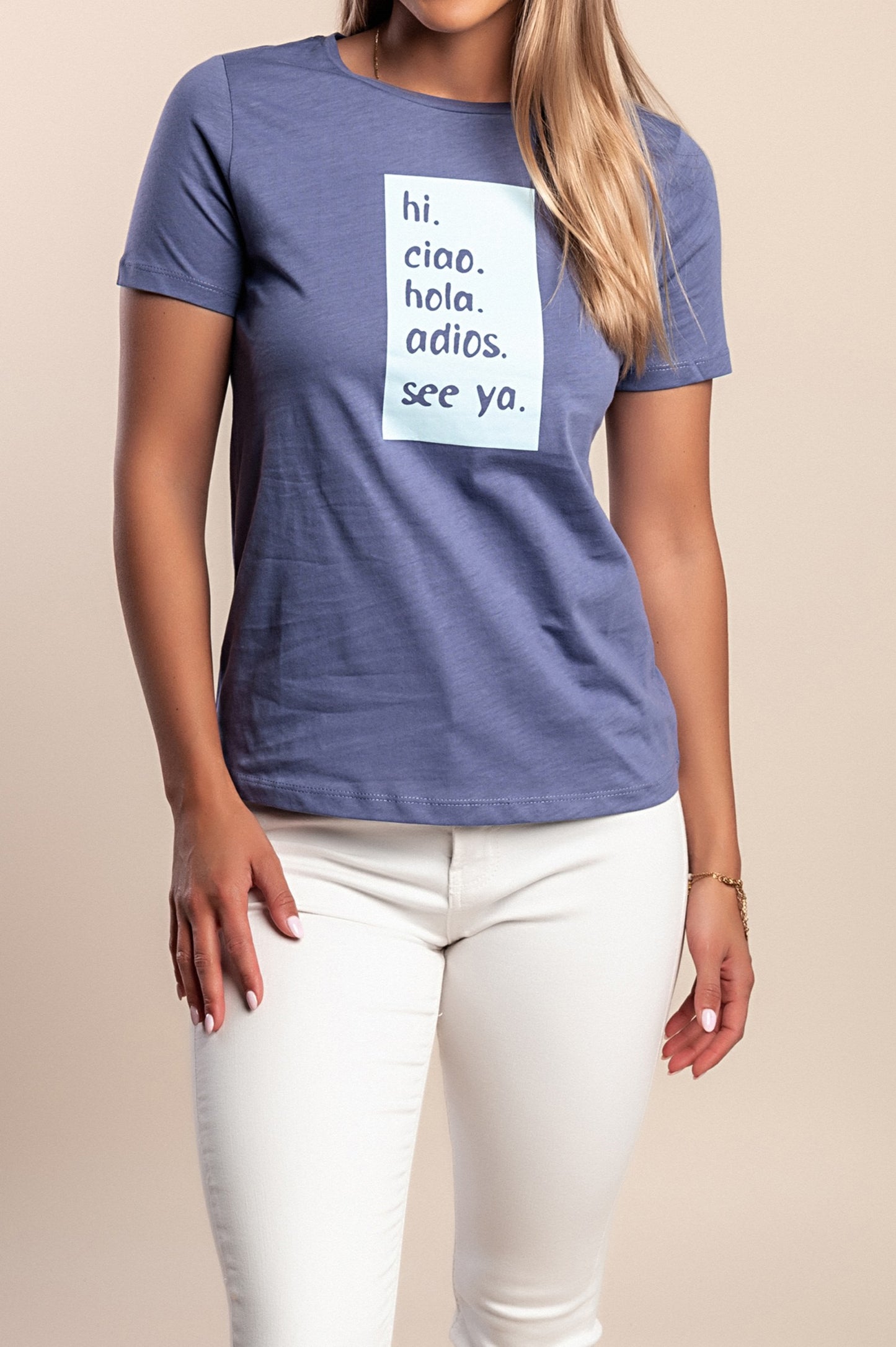 T-shirt in cotone con stampa, blu