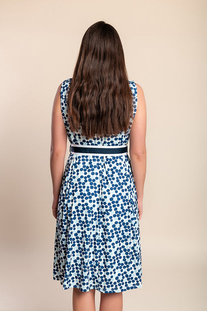 Abito stampato taglie forti, blu