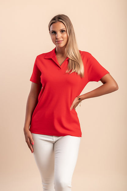 T-shirt in cotone con colletto, grigia