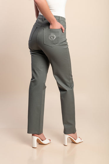 Pantaloni di cotone taglie forti, grigi