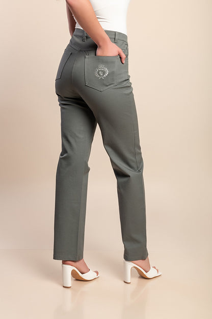 Pantaloni di cotone taglie forti, grigi