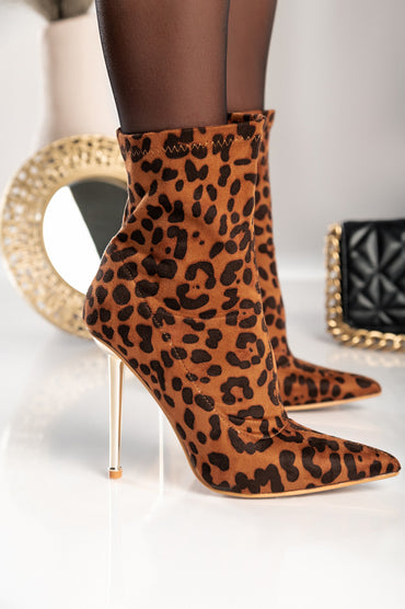 Stivaletti con tacco Allos, leopardato