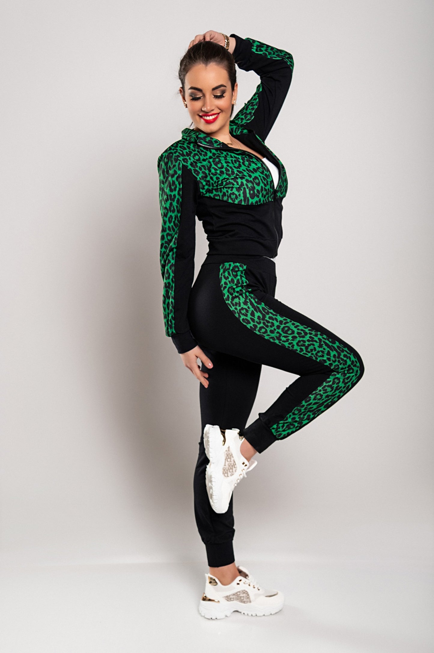 Tuta con stampa leopardata Segovia, verde
