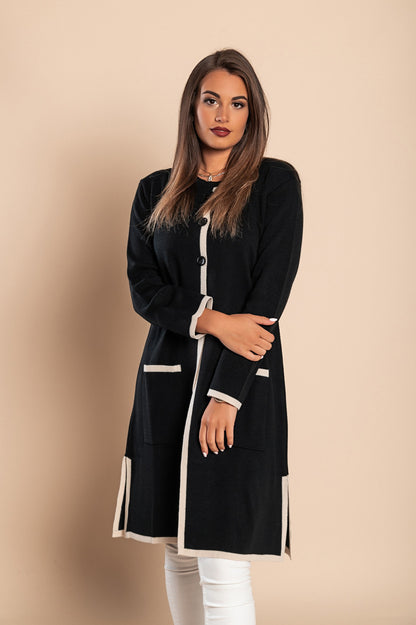 Cardigan in maglia con bottoni, nero