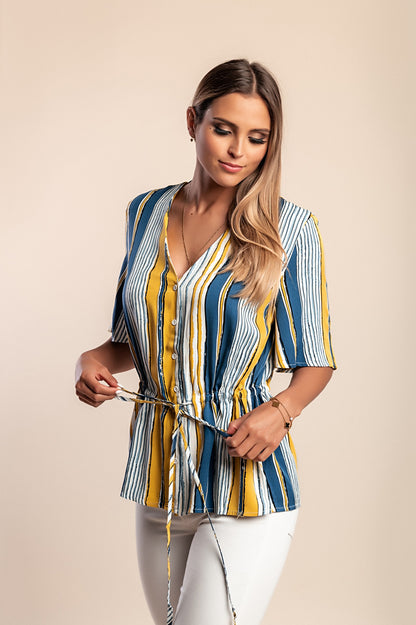 Camicetta con stampa a righe, blu