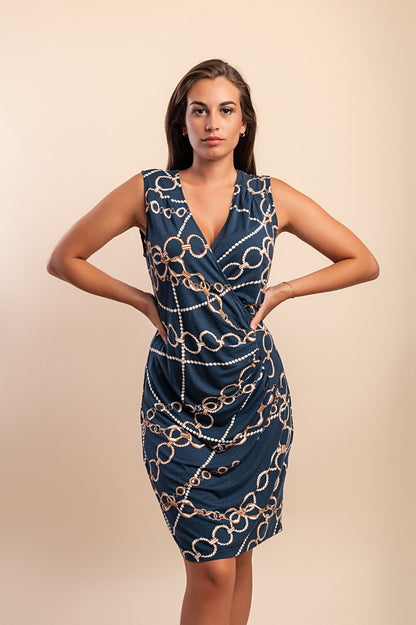 Vestito taglia forte con stampa, blu