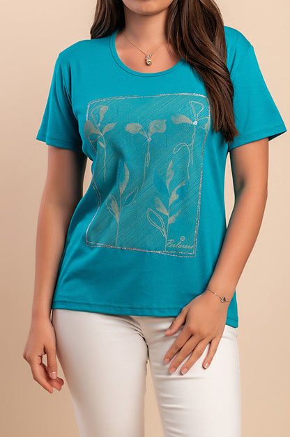 T-shirt in cotone con stampa, verde