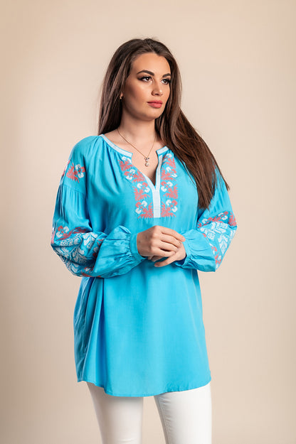 Camicetta con ricamo, blu