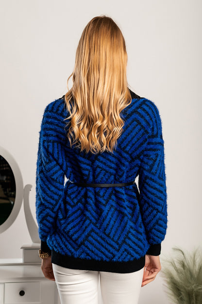 Tunica con cintura fantasia Corvera, blu-nera