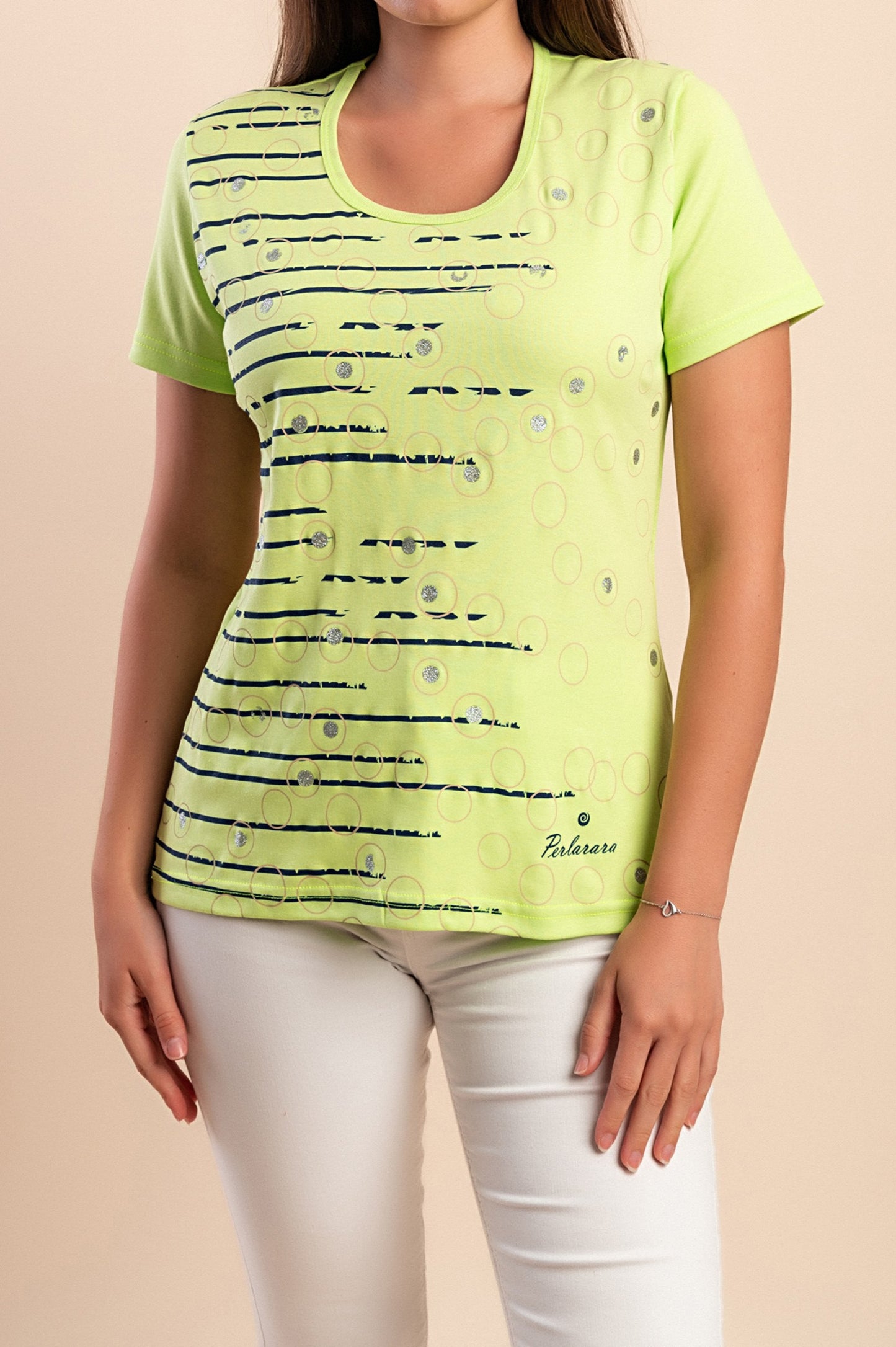 T-shirt in cotone con stampa, verde chiaro