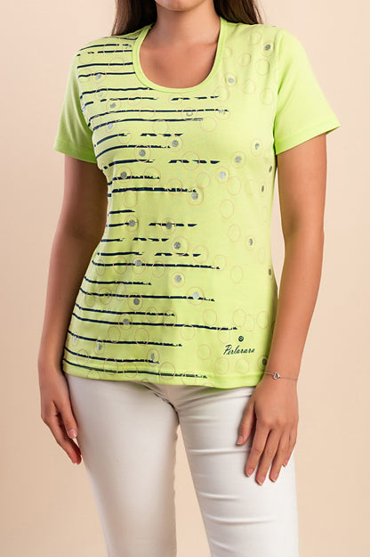 T-shirt in cotone con stampa, verde chiaro