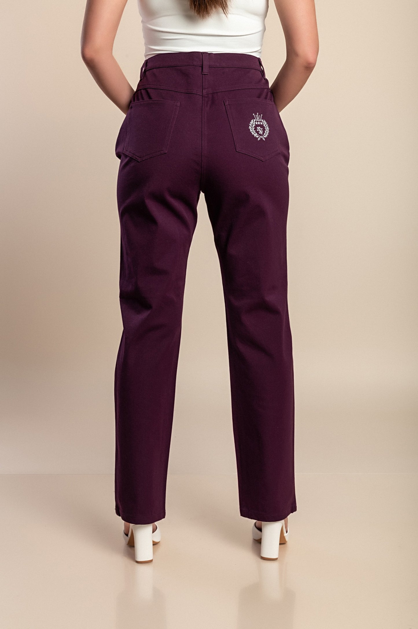Pantaloni di cotone taglie forti, viola